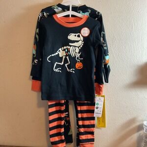 NEW Carter's Toddler Long Sleeve 4pc Halloween Dino Pajama Set‎ Size 18 Months